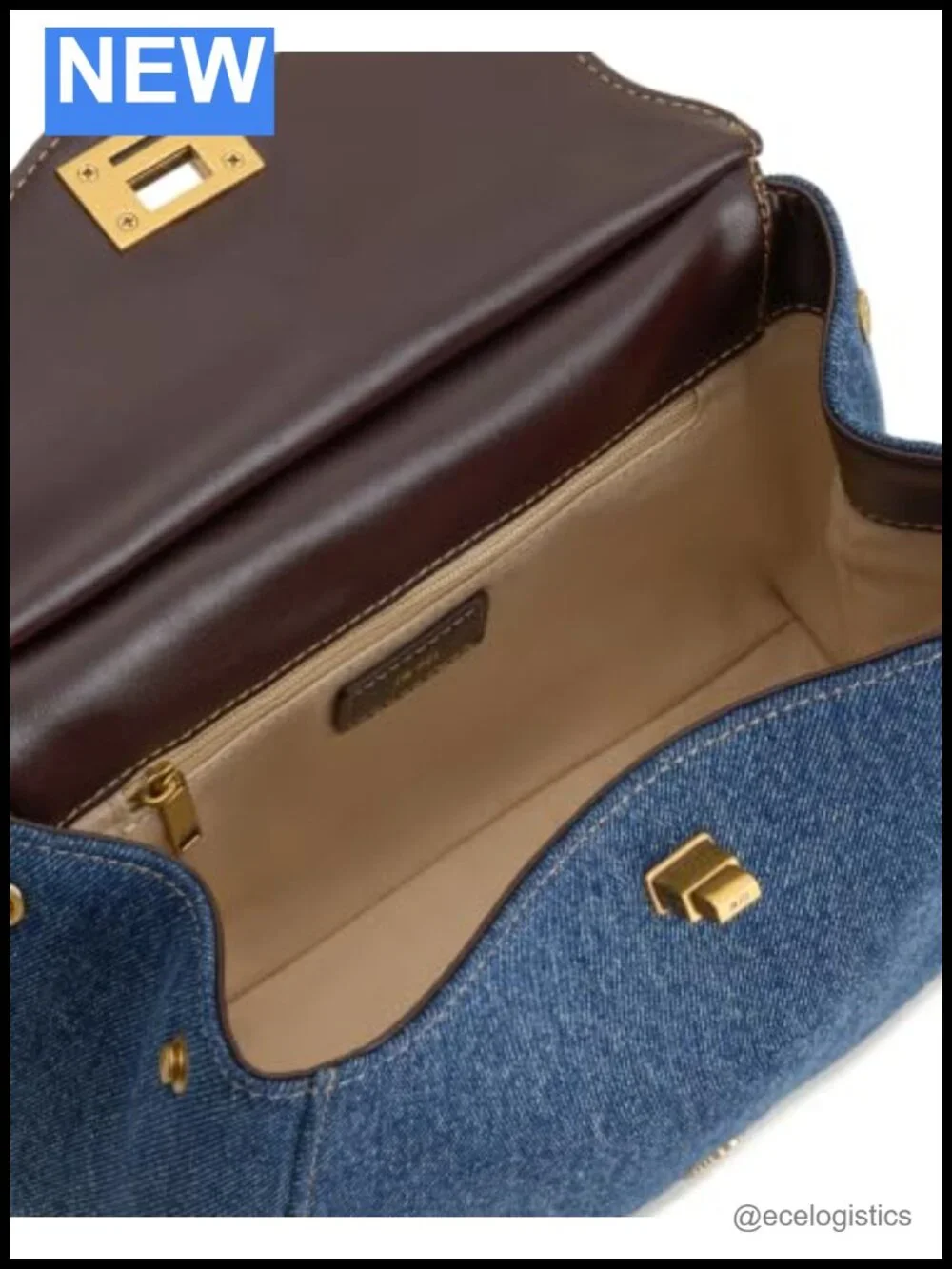 Washed Denim Crossbody Top Handle Bag with Detachable Strap